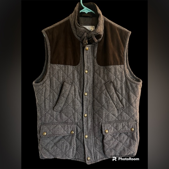 Jos. A. Bank Other - Mens Jos A Banks 1905 Quilted Full Vest Wool Blend Zip Gray Brown sz XL